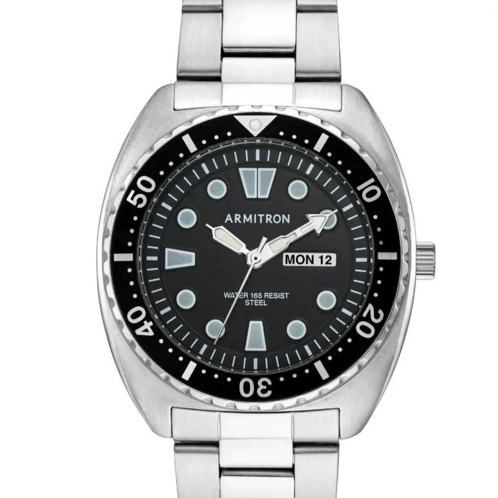 Armitron Mens Stainless Steel Watch 20/5584BKSVWM NWT